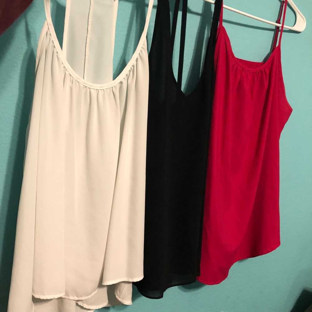 3 Large Silky(ish) Tank Tops